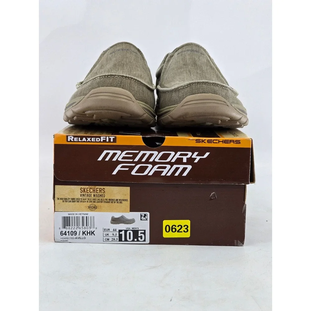 Skechers Expected Avillo Loafer Mens 10.5 Khaki Slip On Shoes 64109 - Excellent